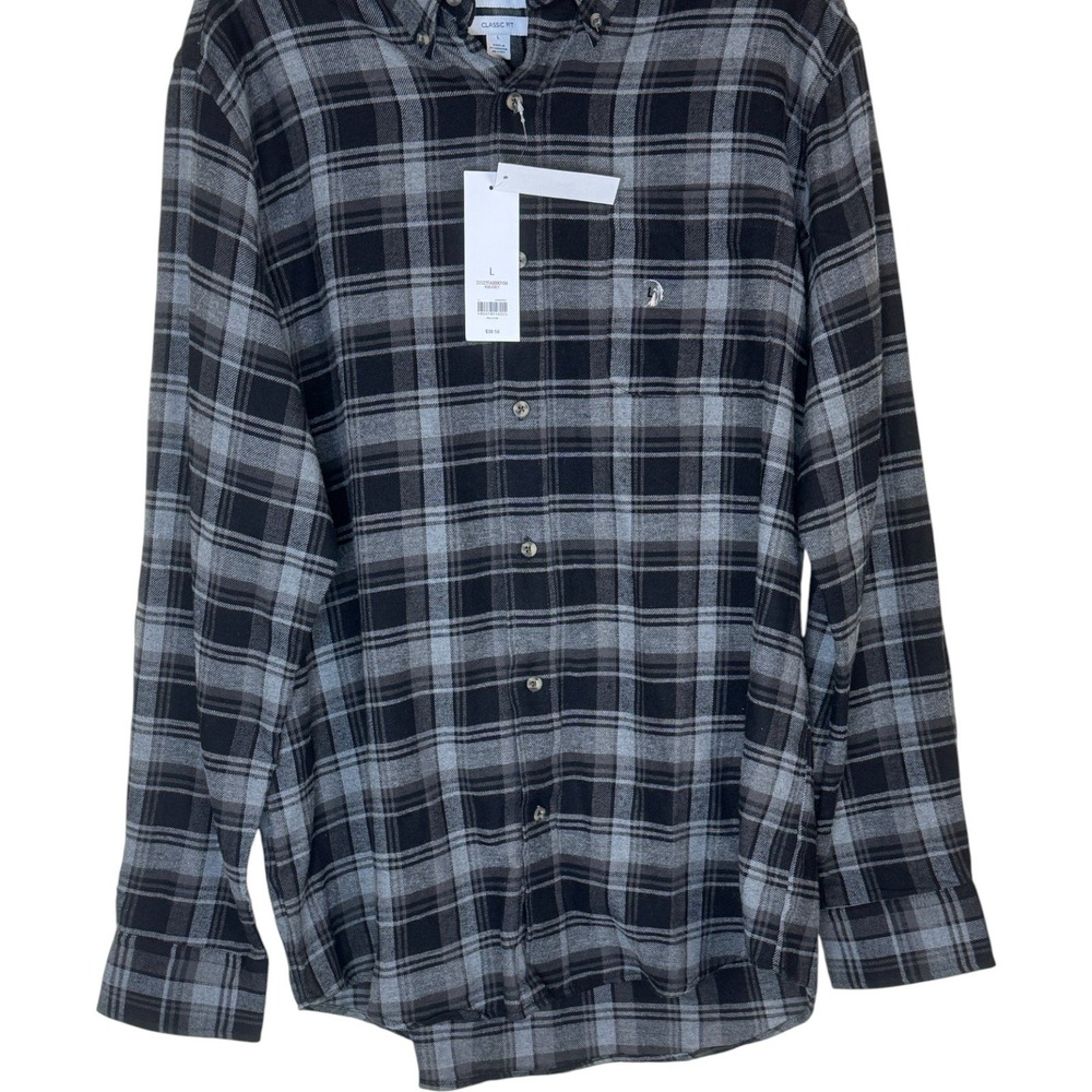 Saddlebred Classic Fit Plaid Flannel Shirt Womens Large Fog Grey Button Down NWT - Picture 8 of 8